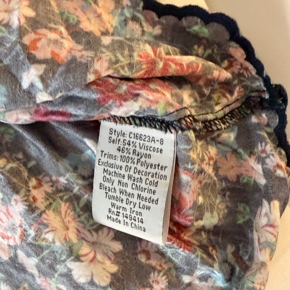 Johnny Was Multicolor Floral Blouse Size XL Long Sleeve Boho - Picture 6 of 6